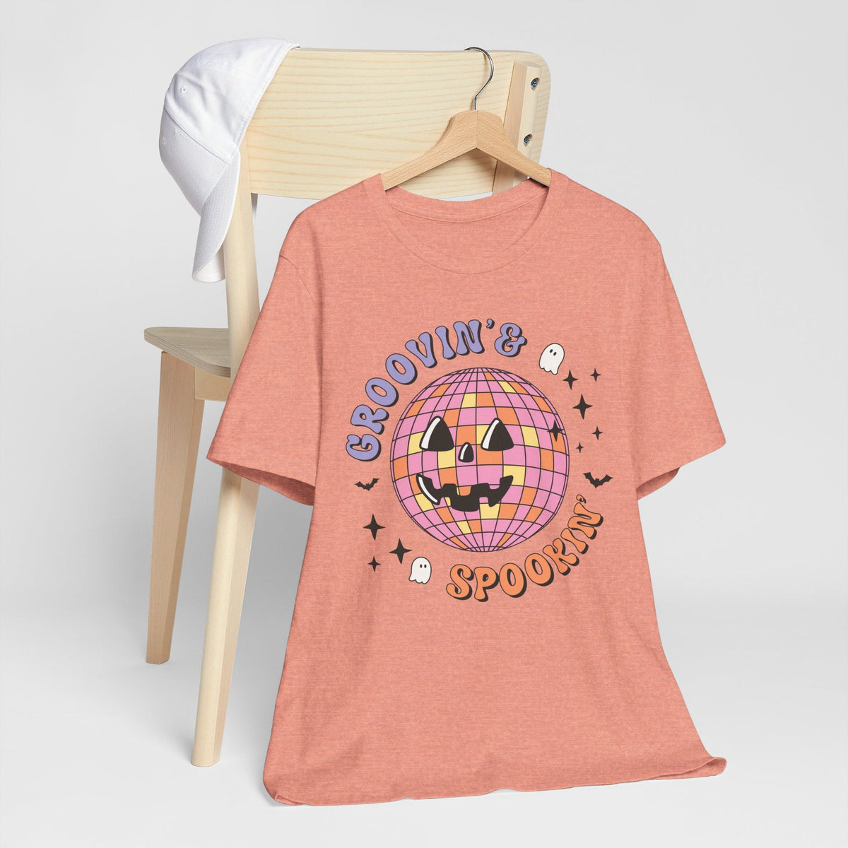 Groovin' & Spookin' - Retro Halloween Disco Ball Graphic T-Shirt