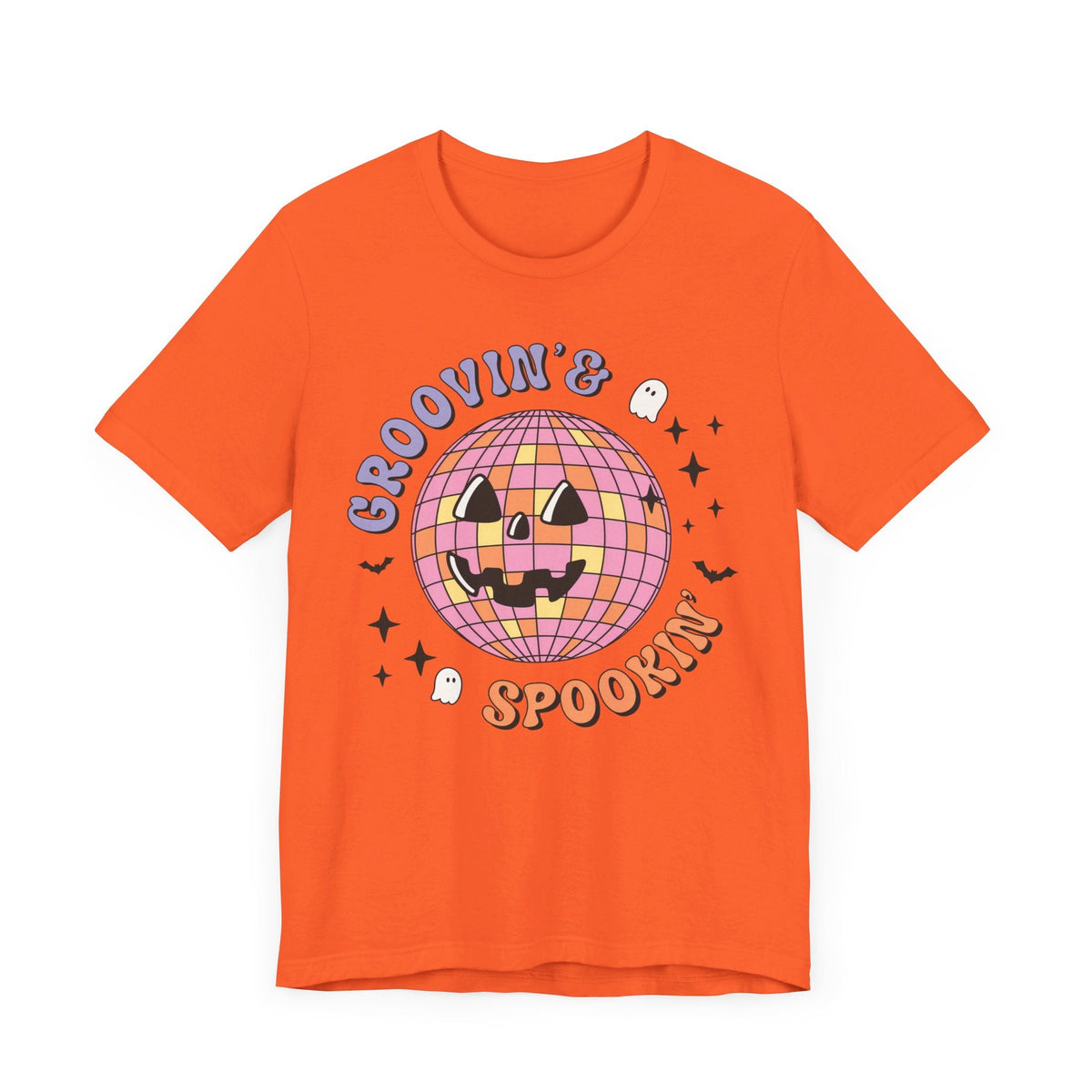 Groovin' & Spookin' - Retro Halloween Disco Ball Graphic T-Shirt