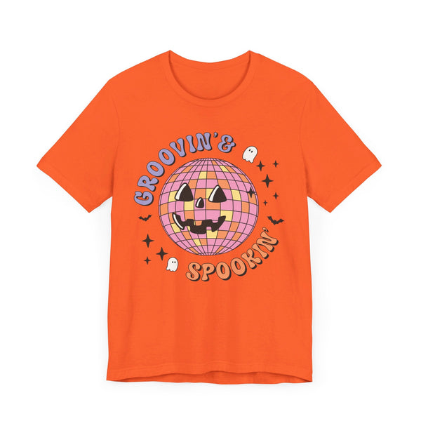 Groovin' & Spookin' - Retro Halloween Disco Ball Graphic T-Shirt