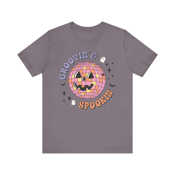 Groovin' & Spookin' - Retro Halloween Disco Ball Graphic T-Shirt