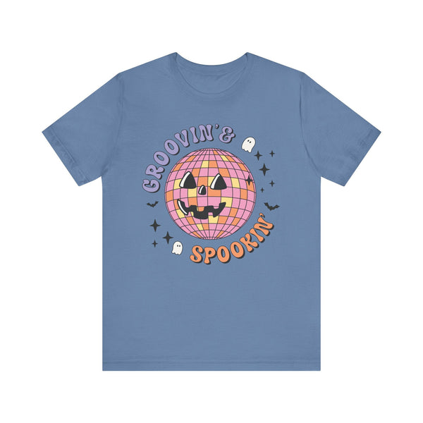 Groovin' & Spookin' - Retro Halloween Disco Ball Graphic T-Shirt