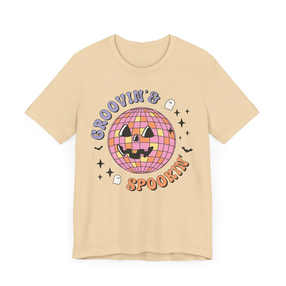 Groovin' & Spookin' - Retro Halloween Disco Ball Graphic T-Shirt