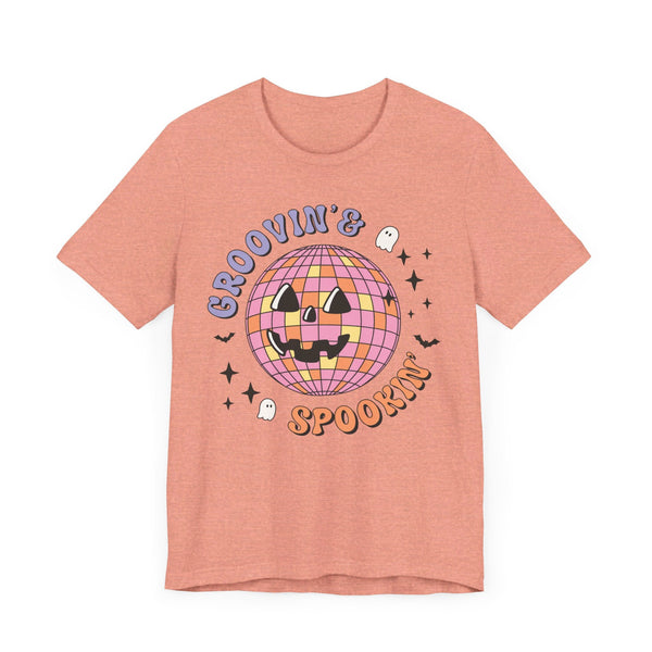 Groovin' & Spookin' - Retro Halloween Disco Ball Graphic T-Shirt