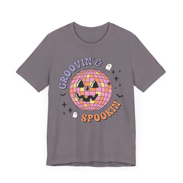 Groovin' & Spookin' - Retro Halloween Disco Ball Graphic T-Shirt