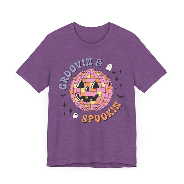 Groovin' & Spookin' - Retro Halloween Disco Ball Graphic T-Shirt