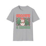 Groovy & Bright Christmas T-Shirt – Retro Snowman & Christmas Trees