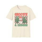 Groovy & Bright Christmas T-Shirt – Retro Snowman & Christmas Trees