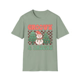 Groovy & Bright Christmas T-Shirt – Retro Snowman & Christmas Trees