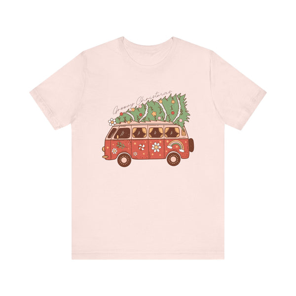 Groovy Christmas Van T-Shirt - Fun Holiday Road Trip Graphic Shirt - Merry Vibes