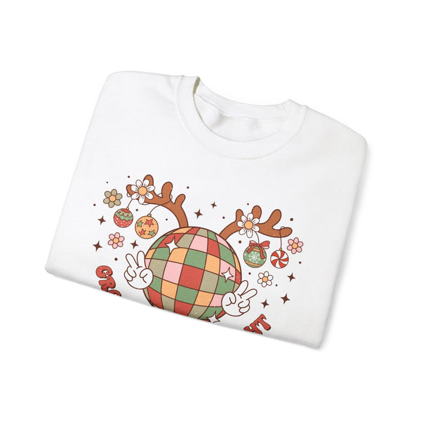 Groovy and Bright Crewneck Sweatshirt - Festive Disco Reindeer Christmas Sweater - Christmas Fun