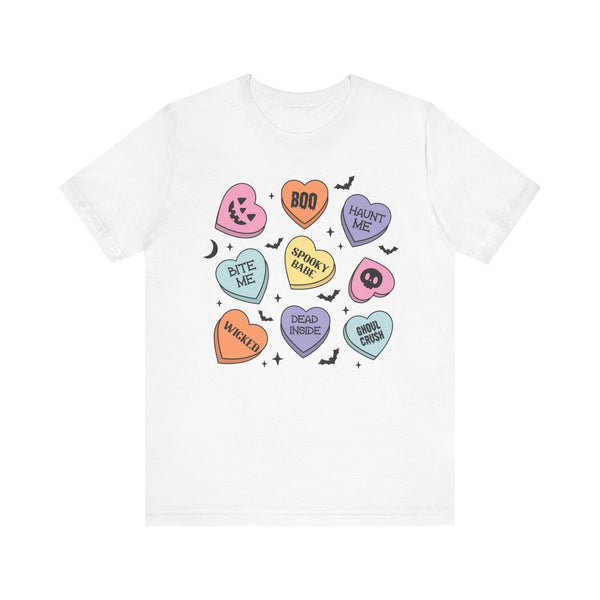 Halloween Candy Hearts - Spooky Babe, Ghoul Crush, Bite Me Halloween Tee