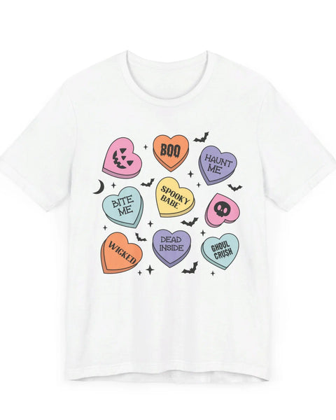Halloween Candy Hearts Spooky Babe Ghoul Crush Bite Me Tee