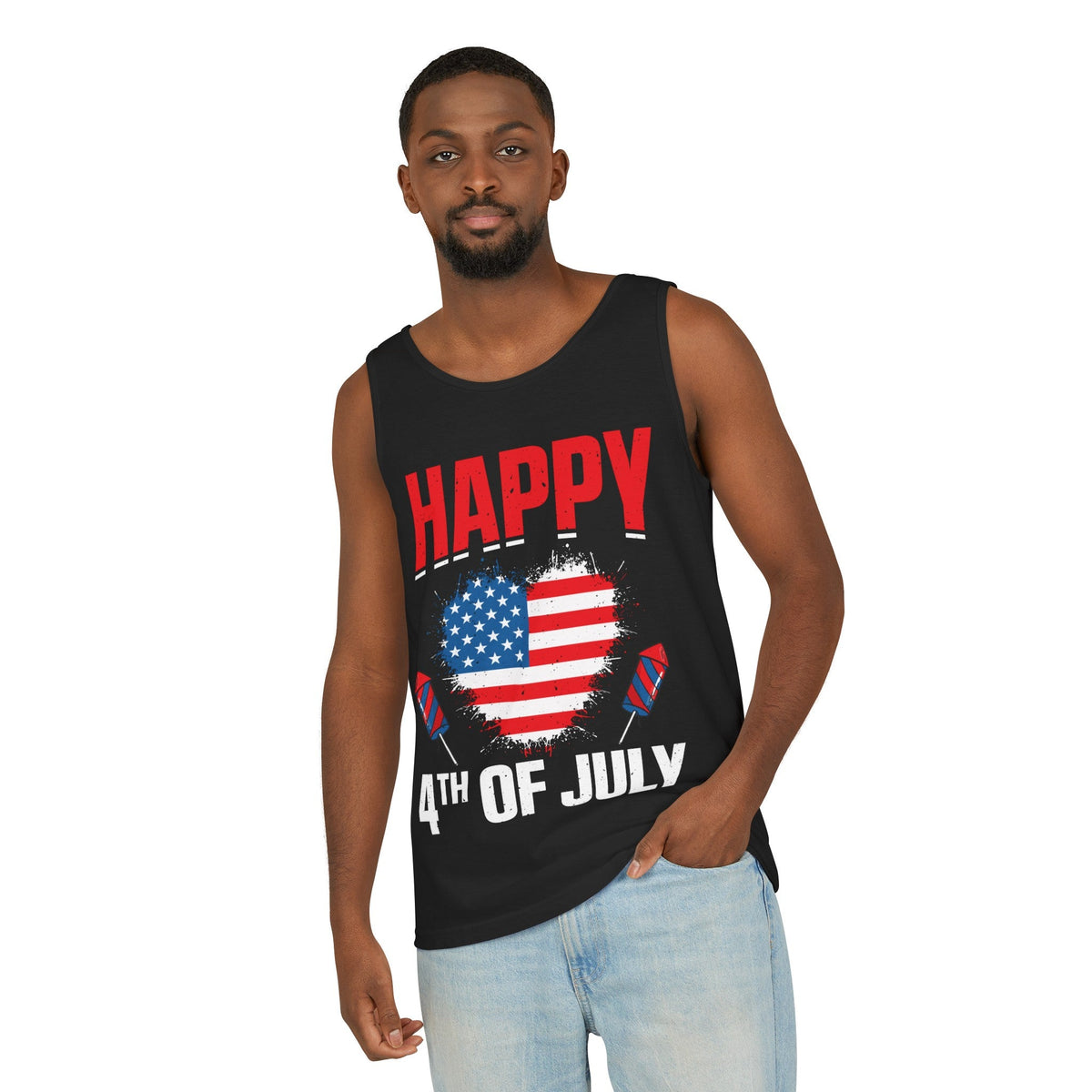 Happy 4th July Unisex Garment-Dyed Tank Top