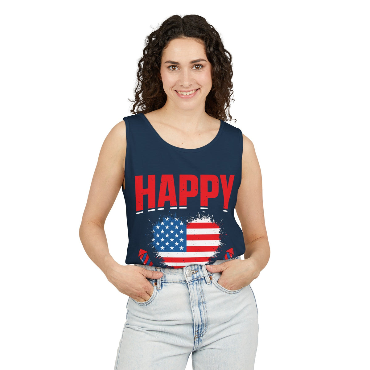 Happy 4th July Unisex Garment-Dyed Tank Top