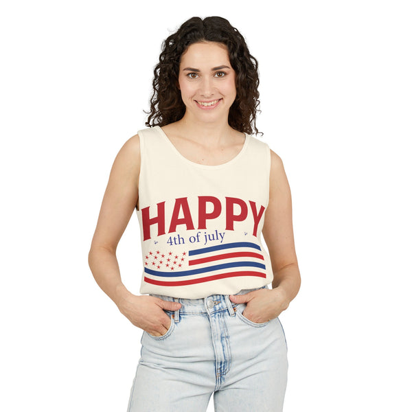 Happy Fourth of July Unisex Garment-Dyed Tank Top