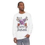 Happy Halloween - Crossbones Floral Pumpkin Halloween Long Sleeve T-Shirt