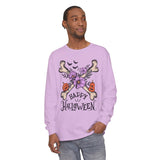 Happy Halloween - Crossbones Floral Pumpkin Halloween Long Sleeve T-Shirt