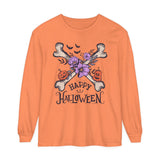 Happy Halloween - Crossbones Floral Pumpkin Halloween Long Sleeve T-Shirt