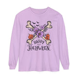 Happy Halloween - Crossbones Floral Pumpkin Halloween Long Sleeve T-Shirt