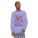 Happy Halloween - Crossbones Floral Pumpkin Halloween Long Sleeve T-Shirt