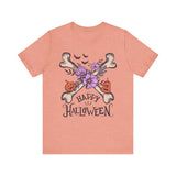 Happy Halloween - Crossbones Floral Pumpkin Halloween Shirt