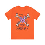 Happy Halloween - Crossbones Floral Pumpkin Halloween Shirt