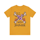 Happy Halloween - Crossbones Floral Pumpkin Halloween Shirt