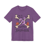 Happy Halloween - Crossbones Floral Pumpkin Halloween Shirt