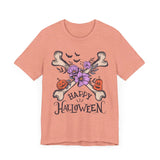 Happy Halloween - Crossbones Floral Pumpkin Halloween Shirt