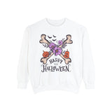 Happy Halloween - Crossbones Floral Pumpkin Halloween Sweatshirt