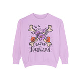 Happy Halloween - Crossbones Floral Pumpkin Halloween Sweatshirt