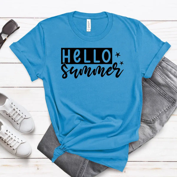 Hello Summer Men's Short Sleeve T-Shirt - Lake Summer Tee, Vacation Outfit, Gift for Him, Father's Day, Summer