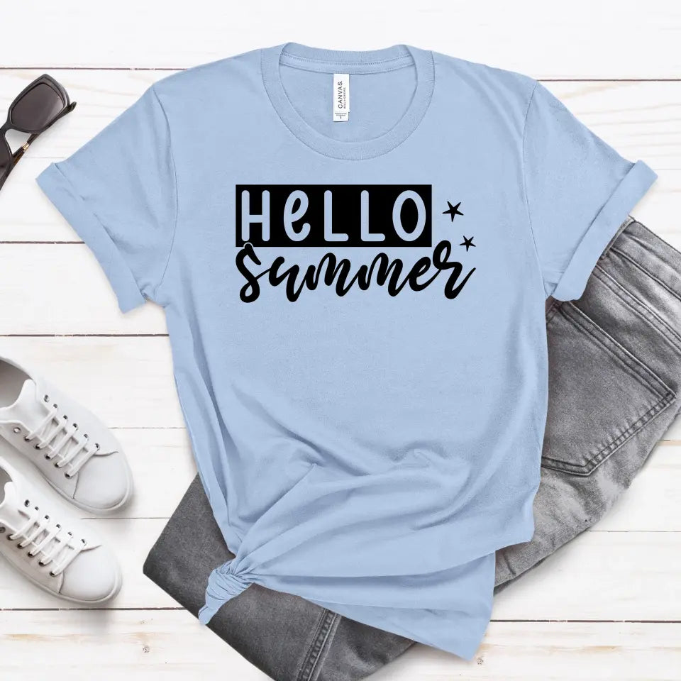 Hello Summer Men's Short Sleeve T-Shirt - Lake Summer Tee, Vacation Outfit, Gift for Him, Father's Day, Summer