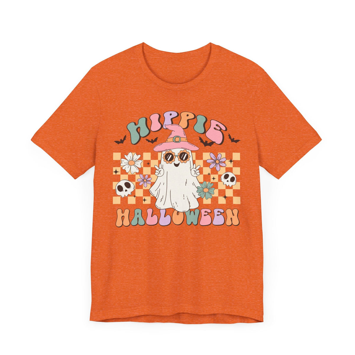 Hippie Halloween Shirt - Retro Ghost Witch Peace Sign Graphic Tee