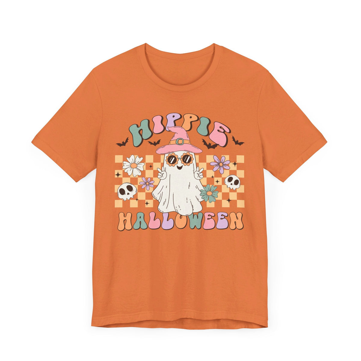 Hippie Halloween Shirt - Retro Ghost Witch Peace Sign Graphic Tee