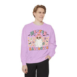 Hippie Halloween Sweatshirt - Retro Ghost Witch Peace Sign Graphic Sweater