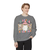 Hippie Halloween Sweatshirt - Retro Ghost Witch Peace Sign Graphic Sweater