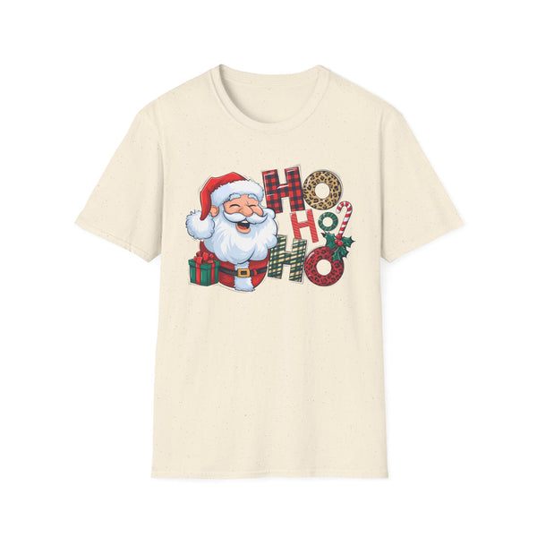 Ho Ho Ho Christmas Santa T-Shirt _ Festive Santa Claus Graphic Tee with Gifts