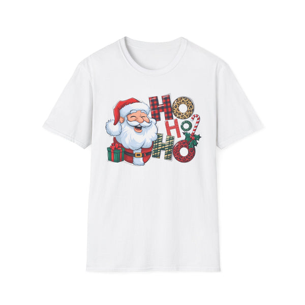 Ho Ho Ho Christmas Santa T-Shirt _ Festive Santa Claus Graphic Tee with Gifts