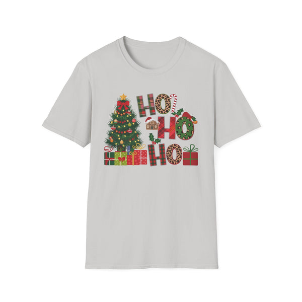 Ho Ho Ho Christmas Tree & Gift T-Shirt _ Cute Holiday Cheer Santa Claus Christmas Tee