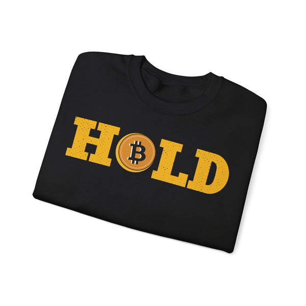 Hold Bitcoin Crypto Crewneck Sweatshirt – Cryptocurrency Shirt for Enthusiasts, Traders, and Meme Lovers