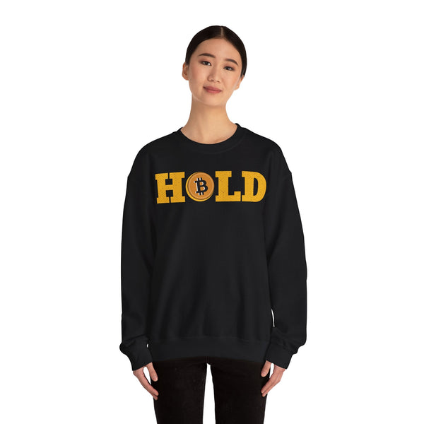 Hold Bitcoin Crypto Crewneck Sweatshirt – Cryptocurrency Shirt for Enthusiasts, Traders, and Meme Lovers