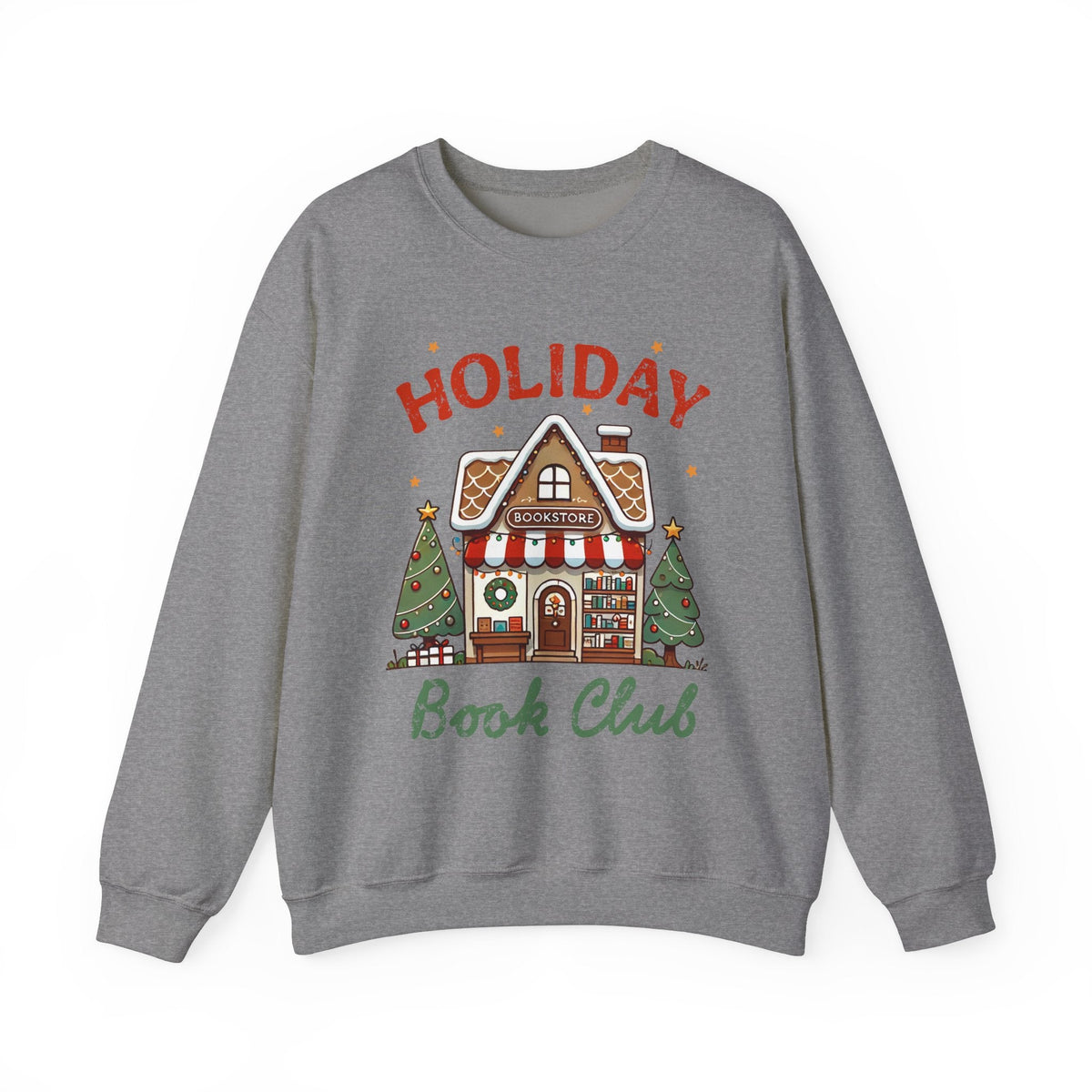 Holiday Book Club" Christmas Sweatshirt - Cute Bookstore Graphic Sweater for Readers