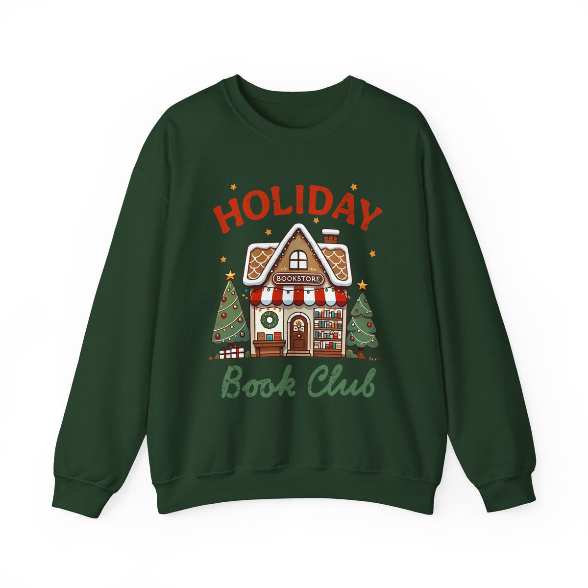 Holiday Book Club" Christmas Sweatshirt - Cute Bookstore Graphic Sweater for Readers