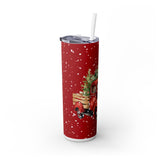 Holiday Christmas Tumbler - Red Truck with Snow and Christmas Tree, Perfect for Holiday Drinks