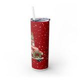 Holiday Christmas Tumbler - Red Truck with Snow and Christmas Tree, Perfect for Holiday Drinks