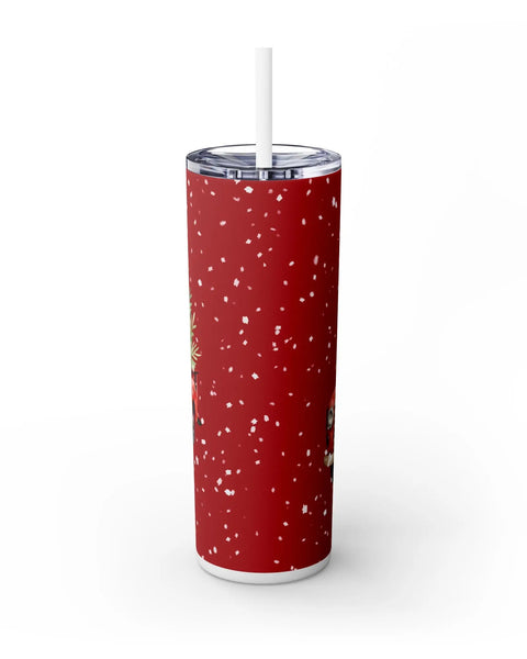 Holiday Tumbler Christmas Red Truck With Snowflakes And Poinsettias 20 Oz