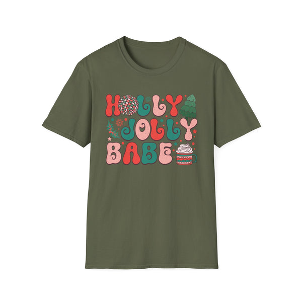 Holly Jolly Babe Christmas Cup Graphic Tee - Holiday Mug, Hot Cocoa, Funny Christmas Shirt, Christmas Vibes Tee