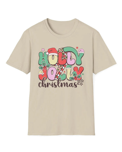 Holly Jolly Christmas Fun Holiday Vibes Candy Cane Tee