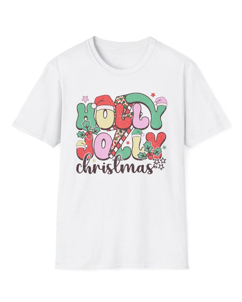 Holly Jolly Christmas Fun Holiday Vibes Candy Cane Tee